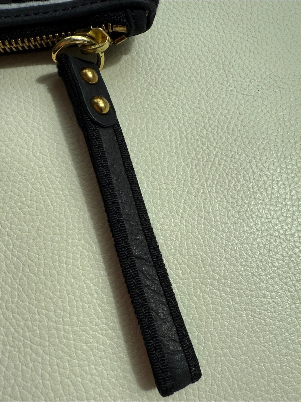 Juicy Couture Gray & Black Striped Sequin Heart Wristlet